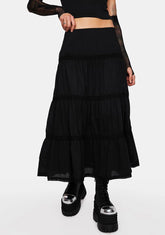 Raven Ruffle Maxi Skirt