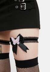 Midnight Yours To Kiss Bow Leg Garters