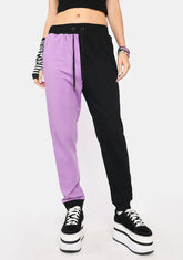 Purple Colour Block Track Pants
