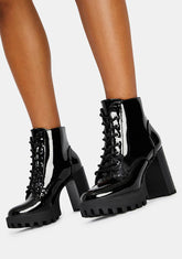 Patent Bad Is Better Lace Up Booties