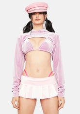 Lilac Bad Behavior Velour Cutout Hoodie