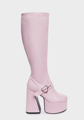 Wide Fit Walk With Love Platform Boots - Pink