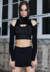 Kickdrum Cold Shoulder Zipper Shrug