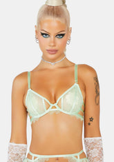 Valentina Green Cutout Trim Mesh Bra