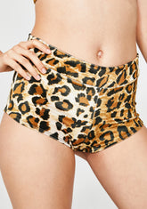 Leopard Velvet High Waist Cheeky Shorts