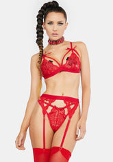 Cherry Tearin' Up My Heart Garter Set