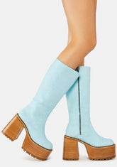 Vintage Soul Knee High Boots - Aqua