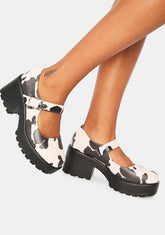 Pink Nettie Cow Print Mary Janes