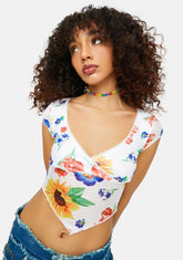 Here Comes The Sun Floral Print Crop Top