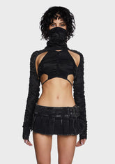 Compression Charcoal Ruched Shrug & Halter Set