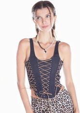 Happier Now Denim Corset Top