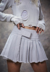Filter Washed Pleated Mini Skirt