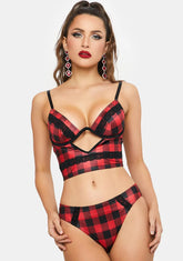 You're Exciting Plaid Lingerie Set