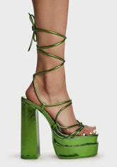 Green Glow Girl Block Heels