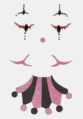 Pink Clown Face Gems & Body Stickers Set