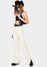 Off White Wide Leg Split Hem Jeans