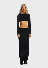 Backless Crop Top And Maxi Skirt Set
