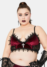 Crimson Dark Morphine Eyes Velvet Bra