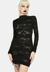 Secret Meetings Distressed Mini Dress