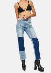 Double Take Patchwork Denim Jeans
