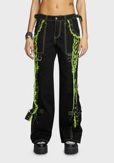Green Lace Dark Street Pants