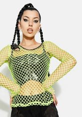 Neon Personality Punk Perspective Mesh Tee Shirt