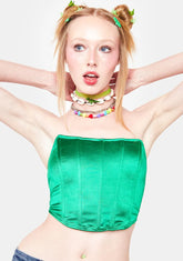 Luck Of Me Satin Corset Crop Top