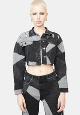 Slick Always Wonder Patchwork Denim Cropped Jacket