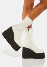 White Lights Out Platform Boots