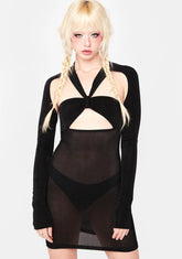Black Long Sleeve Cut Out Mini Dress