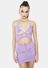 Lilac Please Ruched Mini Dress