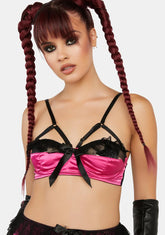 x Bettie Page Inga Pink Ruffle Balconette Bra