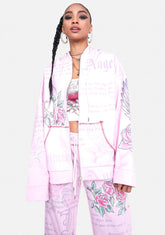 Oversized Hoodie With Graffiti Print & Rhinestone Detail