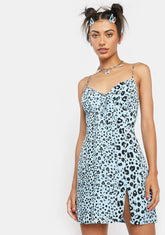 Baby Blue Cheetah Print Mini Dress