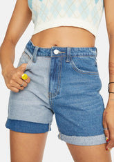 Two Tone Denim Shorts