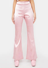 Stretch Satin Flare Pants