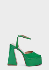 Dark Green Adley Platform Block Heels