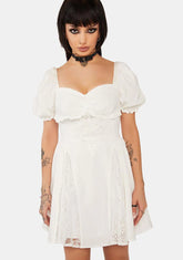White Angel Embroidered Puff Sleeve Dress