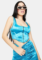 Elci Blue Satin Corset Top