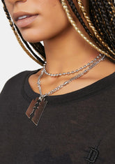 Compression Razor Blade Layered Necklace