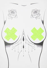 Lemon Lime UV Super Sparkle Cross Pasties