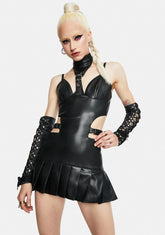 Neckholder Buckle Mini Dress