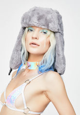 Slate Fresh Powder Fur Trapper Hat