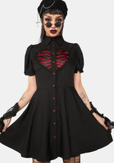 Heart Button Mini Dress