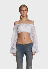 Tug My Heartstrings Puff Sleeve Top - White
