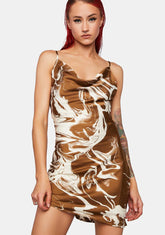 Low Back Cowl Neck Mini Dress