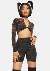 Black Rust Tie Dye Cycle Shorts