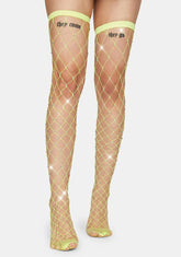 Electric In The Rough Rhinestone Fishnet Tights