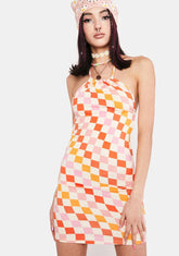 Summer Morning Checkered Mini Dress