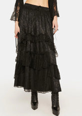 Elegant Frilly Lace Maxi Skirt